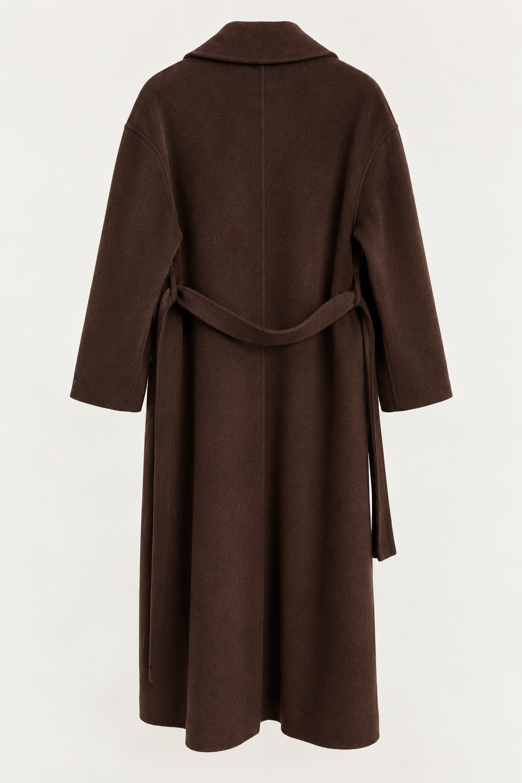Finlaine Wool & Cashmere Belted Coat in Dark Brown