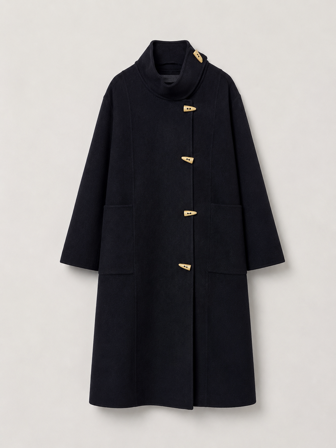 Longline Wool Toggle Coat – Black