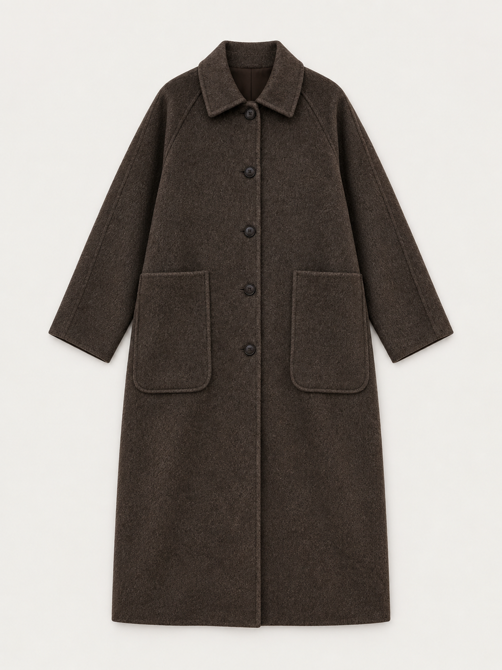 Longline Wool Coat – Dark Brown