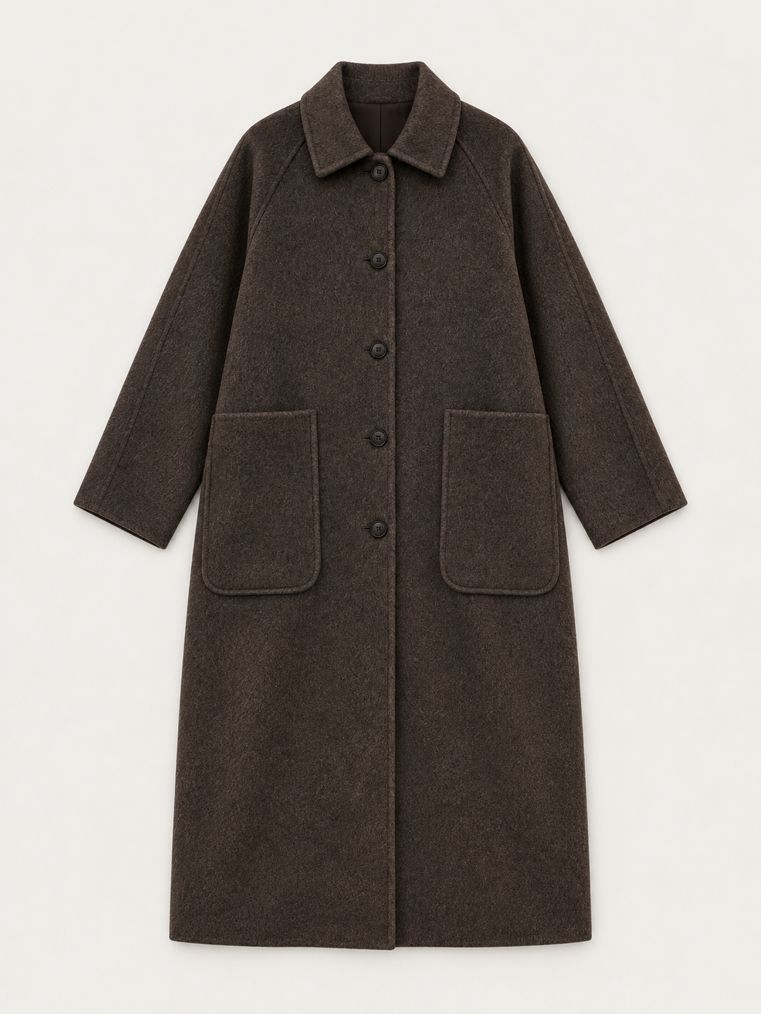 Longline Wool Coat – Dark Brown