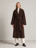 Finlaine Wool & Cashmere Belted Coat in Dark Brown